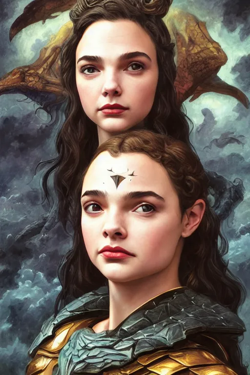 Prompt: A fantasy comic book style portrait painting of Gal Gadot, Anya Taylor-Joy, Joey King, as an Atlantean Reptilian Warrior, François Boucher, Oil Painting, Mystical Valkyrie, unreal 5, DAZ, hyperrealistic, octane render, Regal, Refined, Detailed Digital Art, RPG portrait, William-Adolphe Bouguereau, Michael Cheval, Walt Disney (1937), Steampunk, dynamic lighting, Highly Detailed, Cinematic Lighting, Unreal Engine, 8k, HD