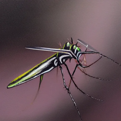 Image similar to realistic painting of mosquito trending on art station highly detailed