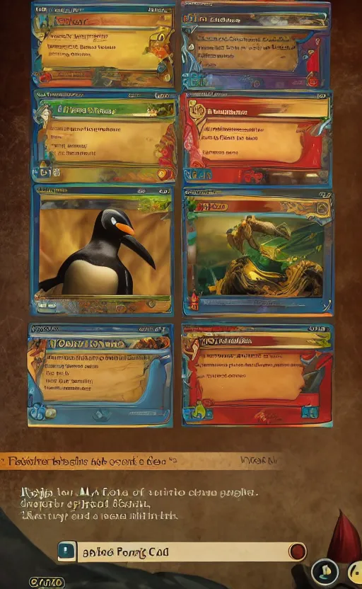 Image similar to mtg card trading, fantasy mtg card of Fat magical penguin , screenshot,4K HD