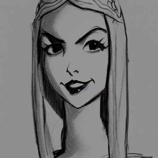 Image similar to milt kahl sketch of victoria justice as princess padme from star wars episode 3