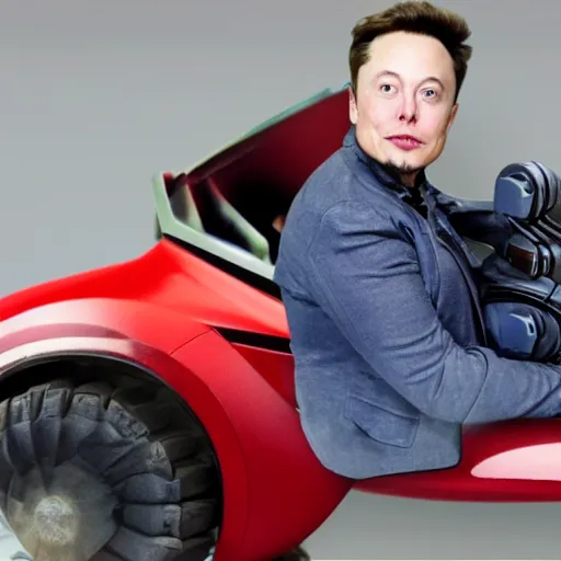 Prompt: elon musk riding a mecha hamster