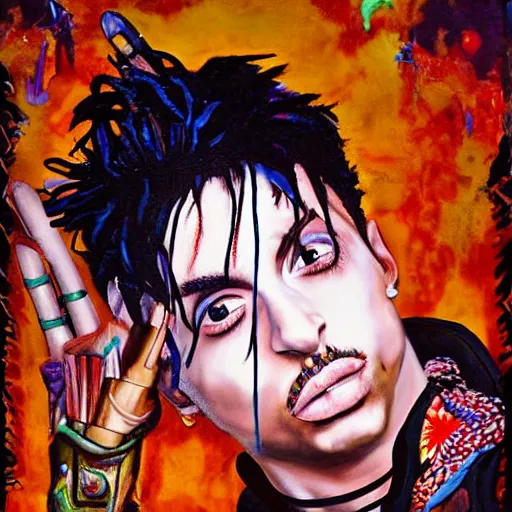 Image similar to playboi carti painted by abney park 4 k detailed super realistic