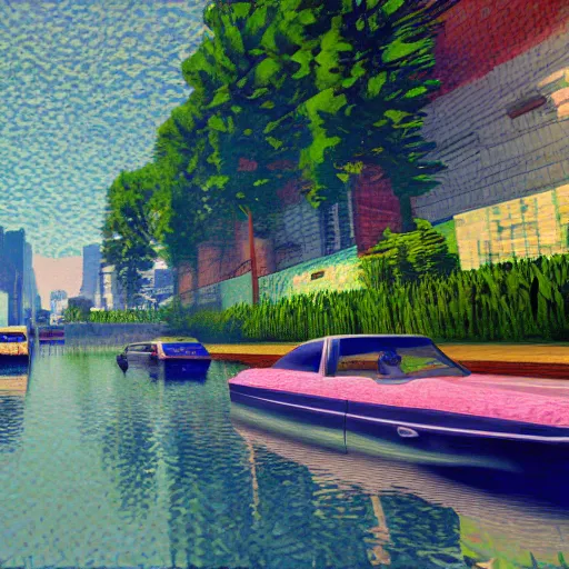 Prompt: grand theft auto ( gta ) in the style of monet, trending on artstation