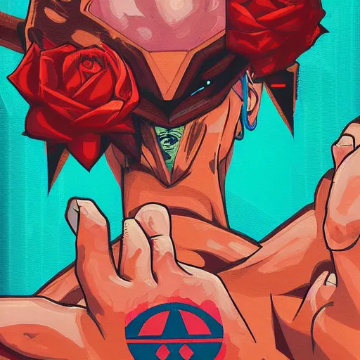 Image similar to Street Fighter 2 Vega Claw profile picture by Sachin Teng, asymmetrical, Organic Painting , Adidas, Impressive, Award Winning, Claw, Violent, Dark, Roses, Snake, Powerful, geometric shapes, hard edges, energetic, intricate background, graffiti, street art:2 by Sachin Teng:4