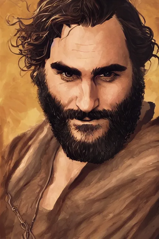 Prompt: joaquin phoenix portrait as a dnd character fantasy art.