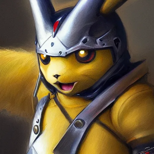 Image similar to pikachu as a realistic fantasy knight, closeup portrait art by donato giancola and greg rutkowski, realistic face, digital art, trending on artstation, symmetry!!, no helmet