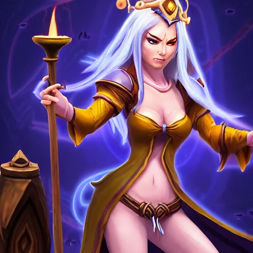 Prompt: /!\ The sorceress, wearing a robe, casts a fire ball/!\. Hearthstone. Standing, she has tiny abdomen & insanely inflated hips body & insanely detailed face (eyes, mouth, hair) & insanely coherent arms (elbows, hands, 5 fingers). Hearthstone. Full body realistic, sharp focus, 8k high definition, insanely detailed, intricate, elegant, smooth, sharp focus, illustration, ArtStation, art by 100% Hearthstone