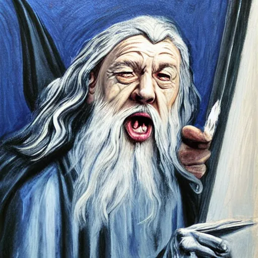 Prompt: gandalf, the scream painting.