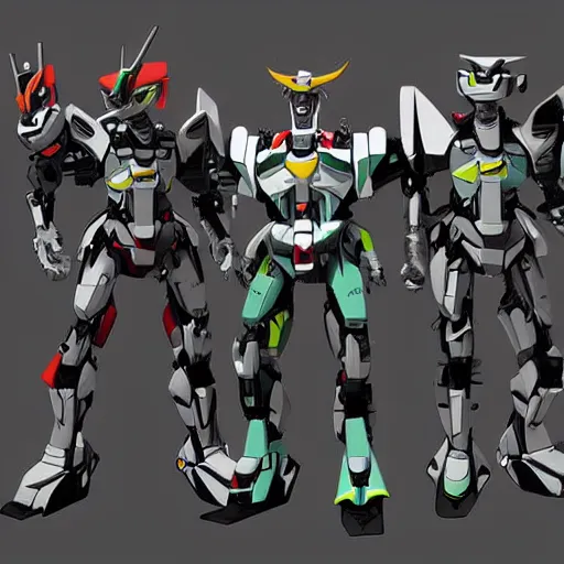 Prompt: voltron made out of bird mechs, trending on artstation