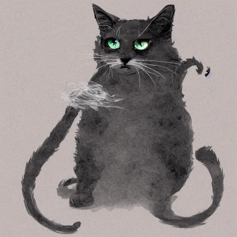 Image similar to smoke in shape of cat, concept art, artworks art