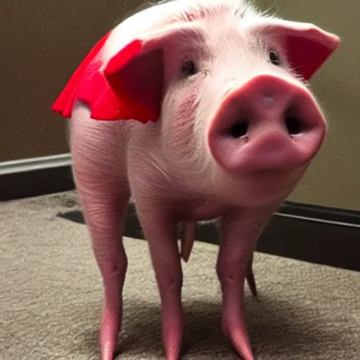 Image similar to pig in a spider - man costume