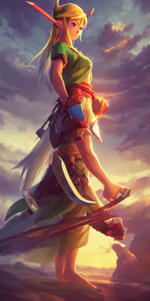 Image similar to Mallon from Zelda Ocarina of Time, beautiful,by Makoto Shinkai and Wojtek Fus, by studio trigger, rossdraws, dramatic lighting, reflective light