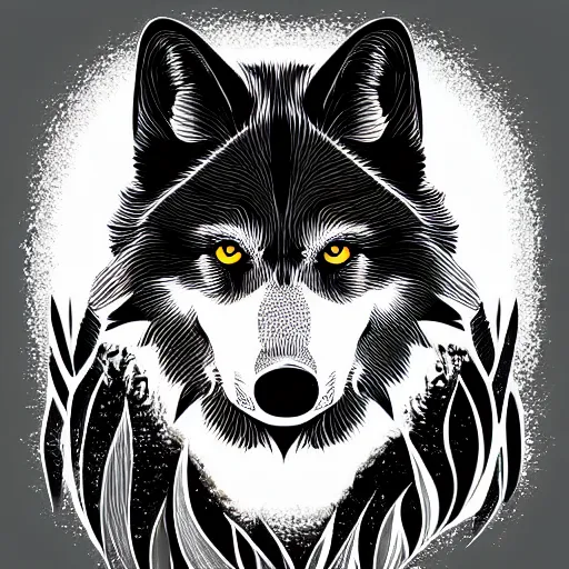 Image similar to black wolf, vector art