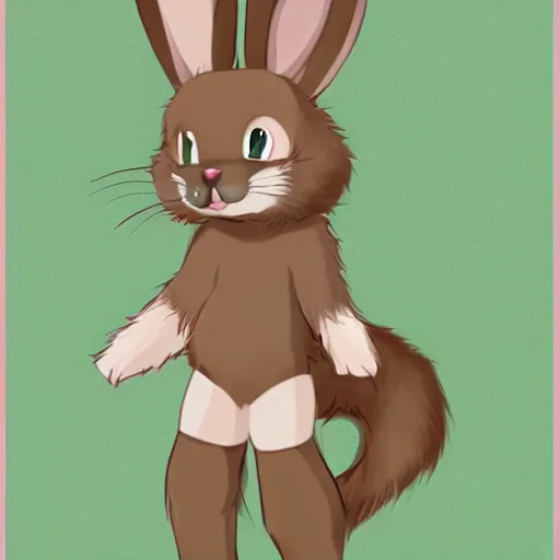 Image similar to little anthropomorphic bunny, green eyes, light brown fur, light hair, wlop, bloodborn