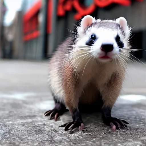 Image similar to A ferret wearing hypebeast clothing