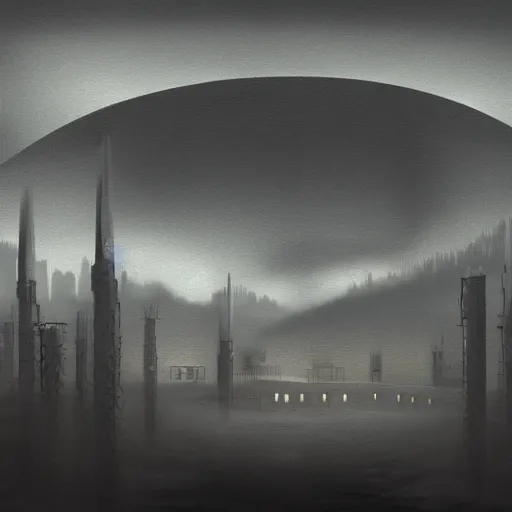 Image similar to nuclear winter, dystopian surrealism, digital painting