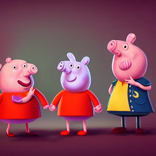 Image similar to blender 3 d rendition, vitorugo, carlos ortega elizalde, ahmad merheb, peppa pig