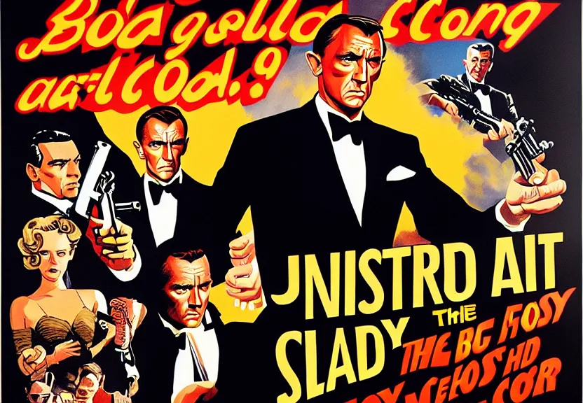 Image similar to poster for the film, james bond and the military go to steal at the casino, art for the film in color, art in 4 k