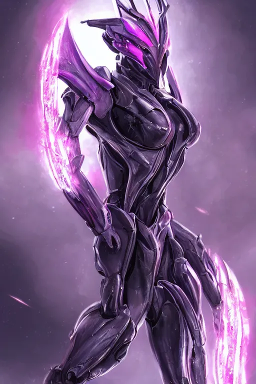 Image similar to cinematic bust shot, hyperdetailed elegant beautiful stunning giant robot mecha hot female goddess dragon, sharp spines, sharp metal ears, smooth purple eyes, smooth fuschia skin, smooth silver armor, nebula size, space, epic proportions, epic scale, warframe fanart, macro giantess, furry art, dragon art, goddess art, giantess art, furaffinity, octane