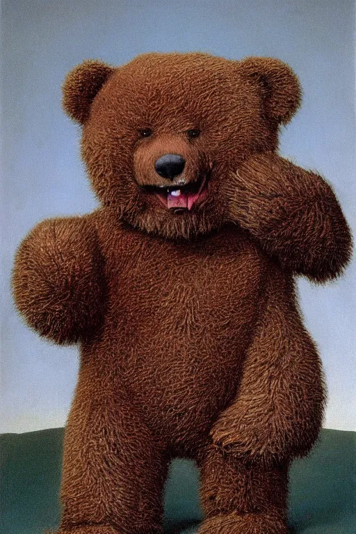 Image similar to official presidential portrait of a teddy bear, from the terrifying and incomprehensible america, body horror, by gerard brom, zdzisław beksinski and ansel adams