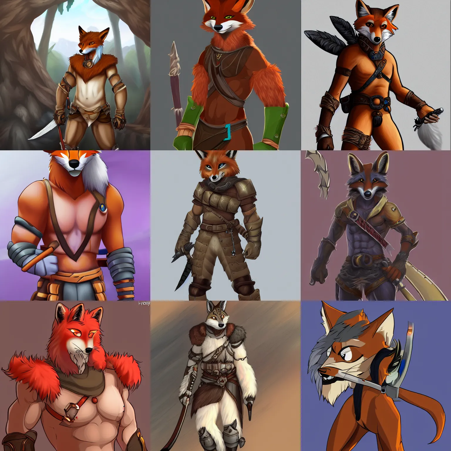 Prompt: extremely detailed FurAffinity furry fantasy art of a handsome cute cartoon male anthro warrior fox, 4k, trending on FurAffinity