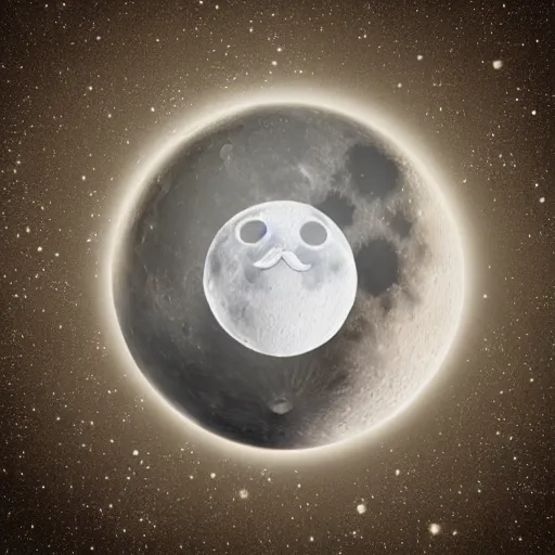 Prompt: futuristic portrait of the moon with mustache