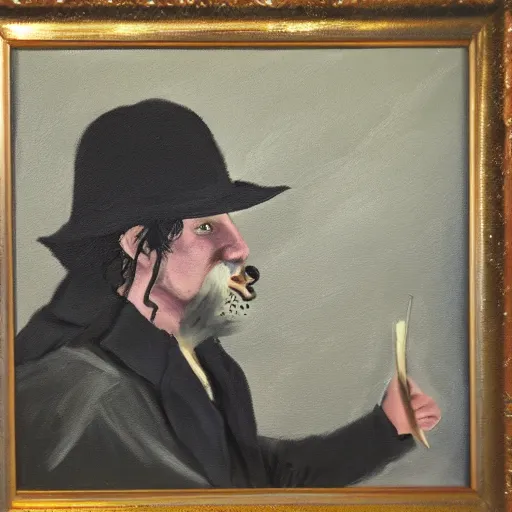 Image similar to neckbeard in his natural habitat, masterpiece, oil paint