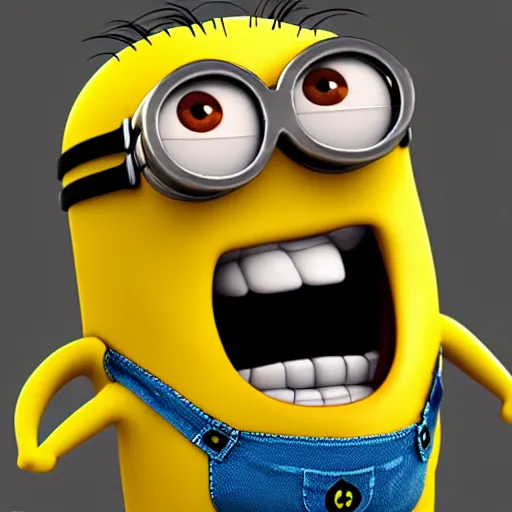 Image similar to Minion giving a thumbs up, photorealistic, hyper detailed, 8k, happy, excited, joy, crazy. Bright colors. Rendered in Unreal Engine.