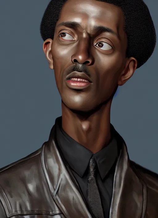 Image similar to an anthropomorphic beautiful black male portrait taking photos black letter jacket, short hair, fine art, award winning, intricate, elegant, sharp focus, octane render, hyperrealistic, cinematic lighting, highly detailed, digital painting, 8 k concept art, art by jamie hewlett and z. w. gu, masterpiece, trending on artstation, 8 k