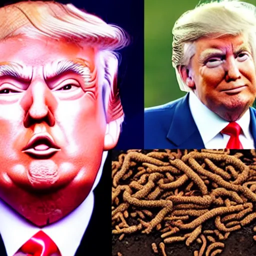 Image similar to donald trump with his head made of worms