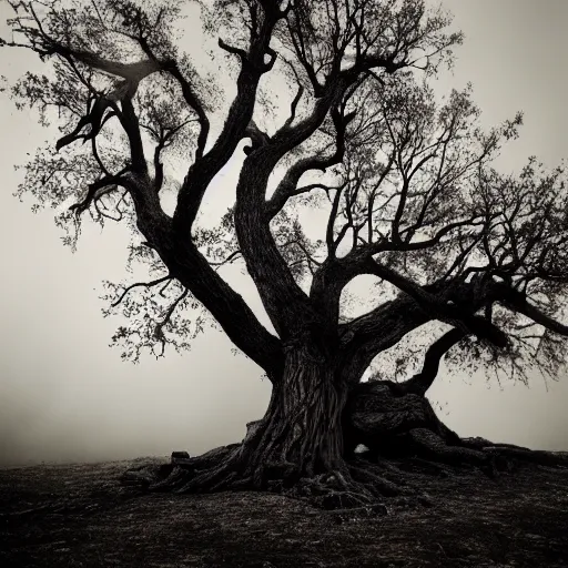 Image similar to hollow oak tree on fire, portrait, intricate, photograph, fog extreme details cinematic masterpiece