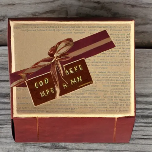 Prompt: vintage craft paper gift box for men, old school