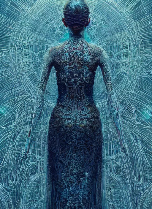 Image similar to portrait of a dancer in a long flowing gown. intricate abstract. intricate artwork. by tooth wu, wlop, beeple, dan mumford. trending on artstation, greg rutkowski very coherent symmetrical artwork. cinematic, hyper realism, high detail, octane render, 8 k, iridescent accents