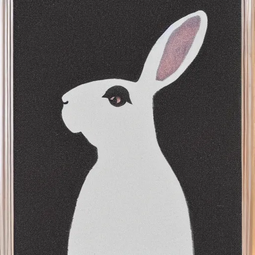 Image similar to a rabbit in the style of a silent film frame,