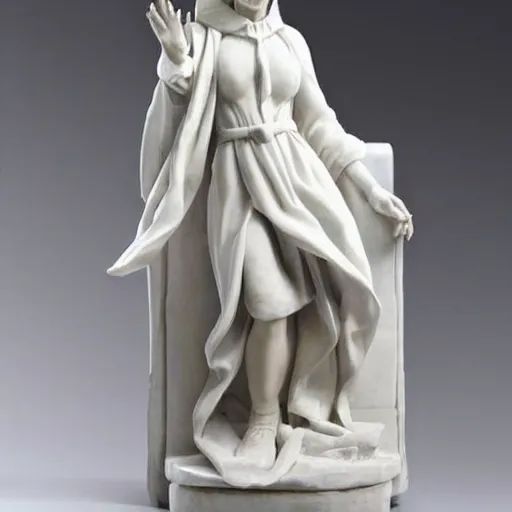 Prompt: a marble sculpture of a cute female doctor in white coat by michelangelo