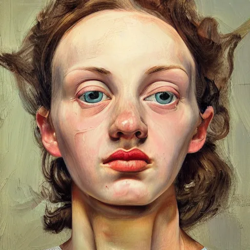 Prompt: high quality high detail painting by lucian freud, hd, godly girl portrait, photorealistic lighting