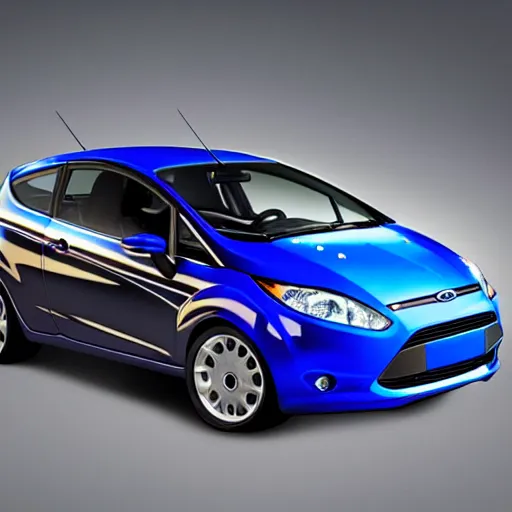 Image similar to 2013 ford fiesta in blue, in Pixar's cars, 3d Pixar cartoon, cars movie