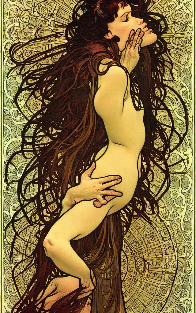 Image similar to pain(t) by tomer hasuka and by alphonse mucha