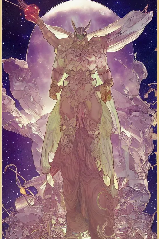 Image similar to celestial big chungus, by artgerm and yoshitaka amano and moebius and alphonse mucha, hyperdetailed, dc comics, ornate, nebula, explosions in the sky, trending on artstation