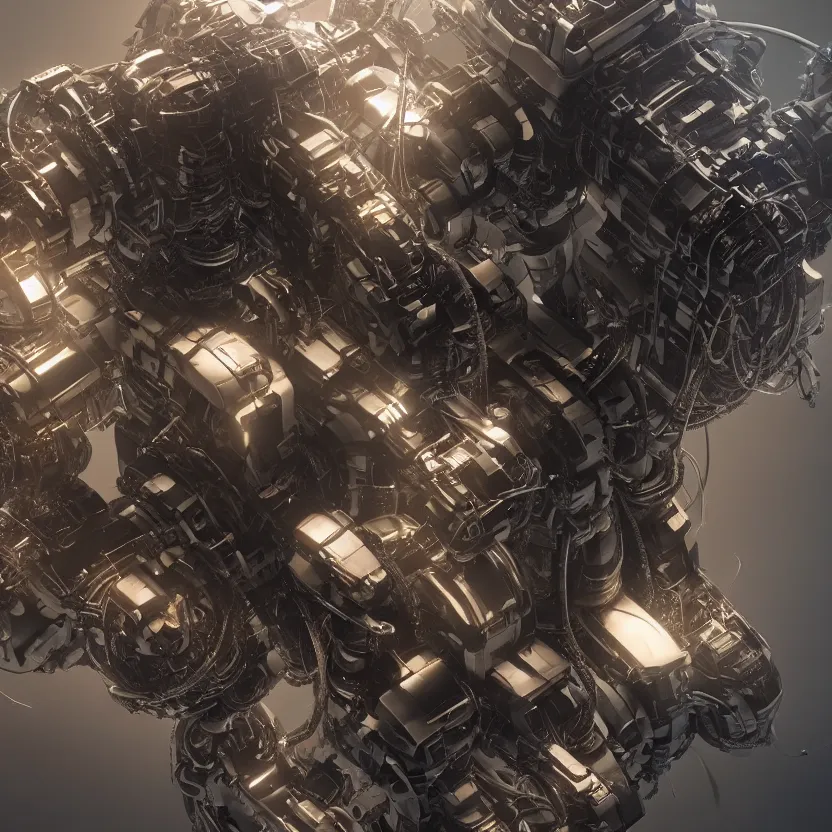 Image similar to aerial view of a robot constructing a big black man with long curly hair, 3d render, dim volumetric lighting, 8k octane beautifully detailed render, post-processing, extremely hyperdetailed, intricate futuristic mechanic parts, epic composition, cinematic lighting, trending on artstation
