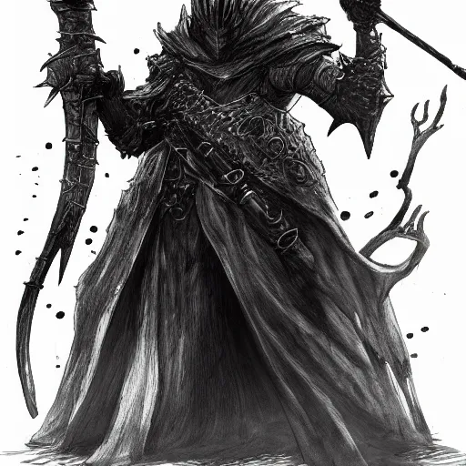 Prompt: Boss Design inspired by Dark Souls, Elden Ring, Bloodborne, character art