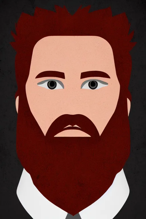 Image similar to face icon stylized minimalist portrait of a respectable dignified 3 0 ish pentecostal preacher with kind eyes and red beard and hair, serge birault, global illumination