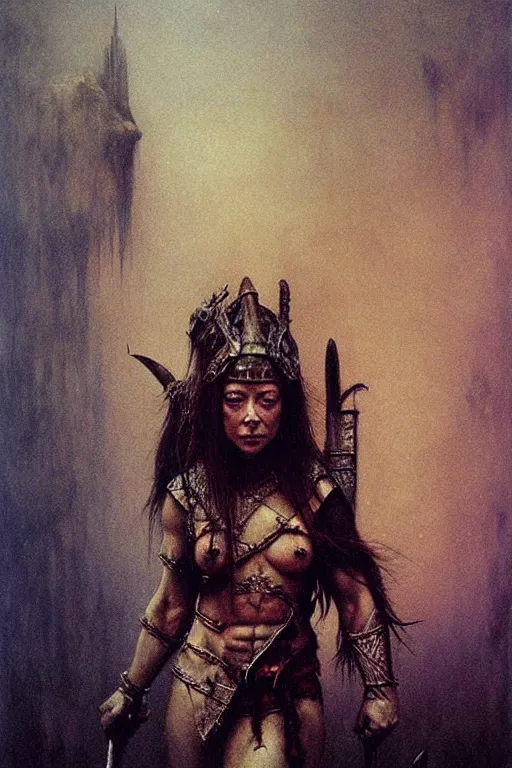 Prompt: alyson hannigan as barbarian princess by beksinski