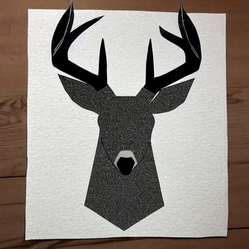 Image similar to a picture of a deer from triangles made of paper