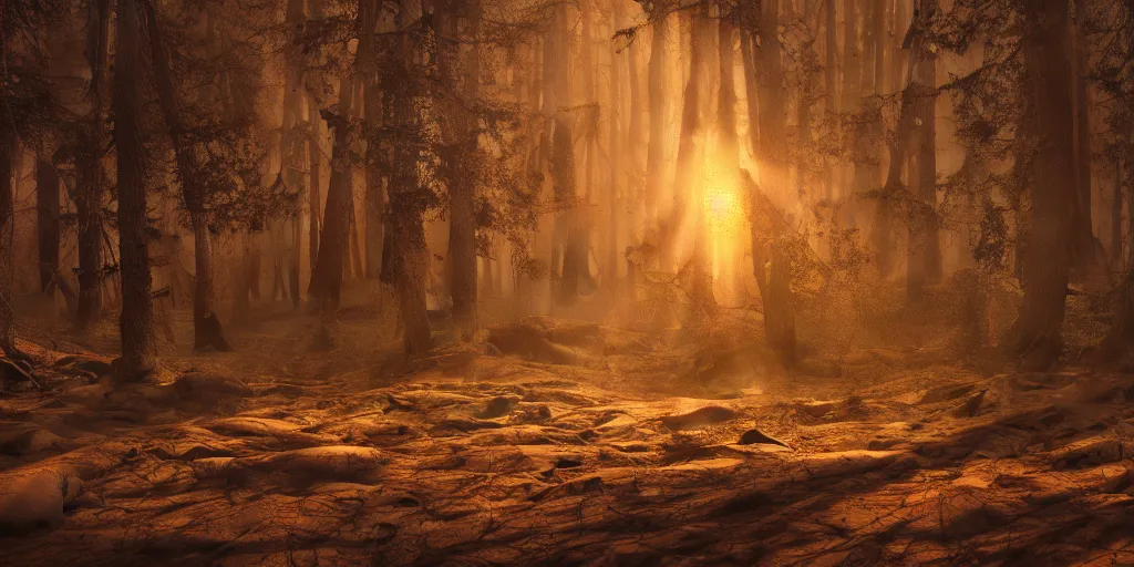 Image similar to A forest on Mars, cinematic lighting, detailed oil painting, hyperrealistic, 8k