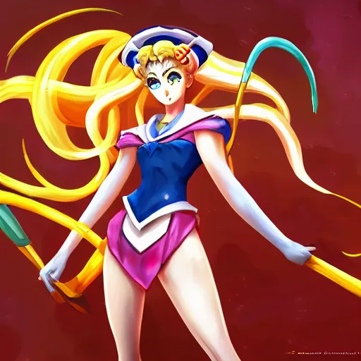 Image similar to master piece art of Sailor Moon league of legends by zeronis, kilart, stanton feng, trending on artstation