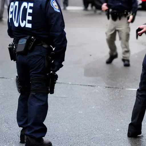 Image similar to fbi director Nicolas Sarkozy getting arrested by police agents, photo 85mm, f/1.3