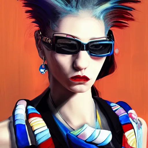 Image similar to 1980 punk fashion, gucci catwalk, oil painting, digital art, ultradetailed, artstation