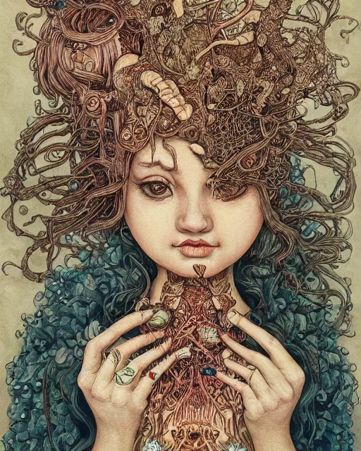 Prompt: portrait painted in jacek yerka style drawn by vania zouravliov and takato yamamoto, inspired by love, intricate acrylic gouache painting, high detail, sharp high detail, artstation