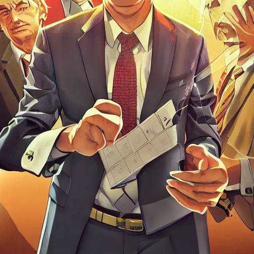 Image similar to Better Call Saul, manga cover illustration by Tomoyuki Yamasaki, Kyoto Studio, Madhouse, Ufotable, detailed HD, trending on artstation